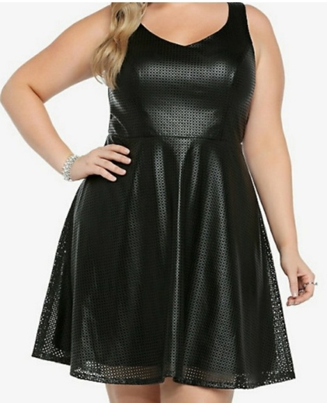 torrid Dresses & Skirts - Torrid Size 14 Faux Leather Black Skater Dress